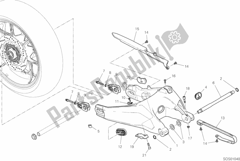 Alle onderdelen voor de Achterste Zwenkarm van de Ducati Scrambler 1100 Sport PRO USA 2020
